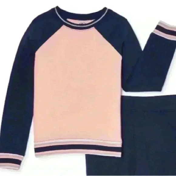Athletic Works Girls Pink Blue Sleeve Sweatshirt Glitter Striped Waistband XL - Picture 2 of 7
